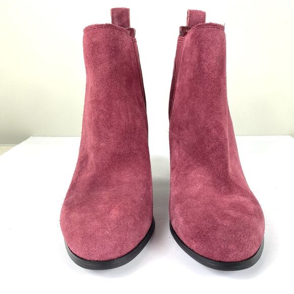 Michael Kors Leather Suede Boots Women Sz 8 Ankle Boots Block Heel Red Wine NEW - Picture 4 of 9